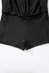 Solid Pocketed Crossover High Waist Swim Skort